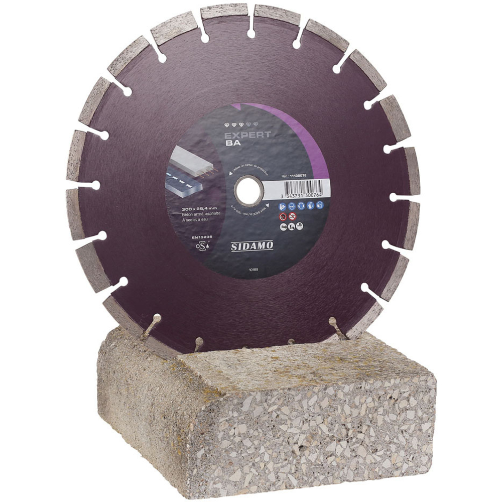 Disque diamant EXPERT BA pour tronçonnage béton armé et asphalte à sec ou à eau SIDAMO - 11130076