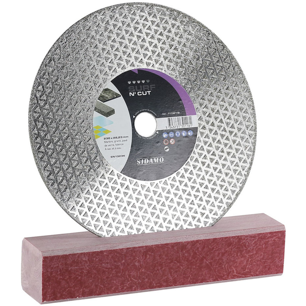 Disque diamant Surf N' Cut pour tronçonnage sec et humide de marbre, granit, verre et faïence SIDAMO - 11130119