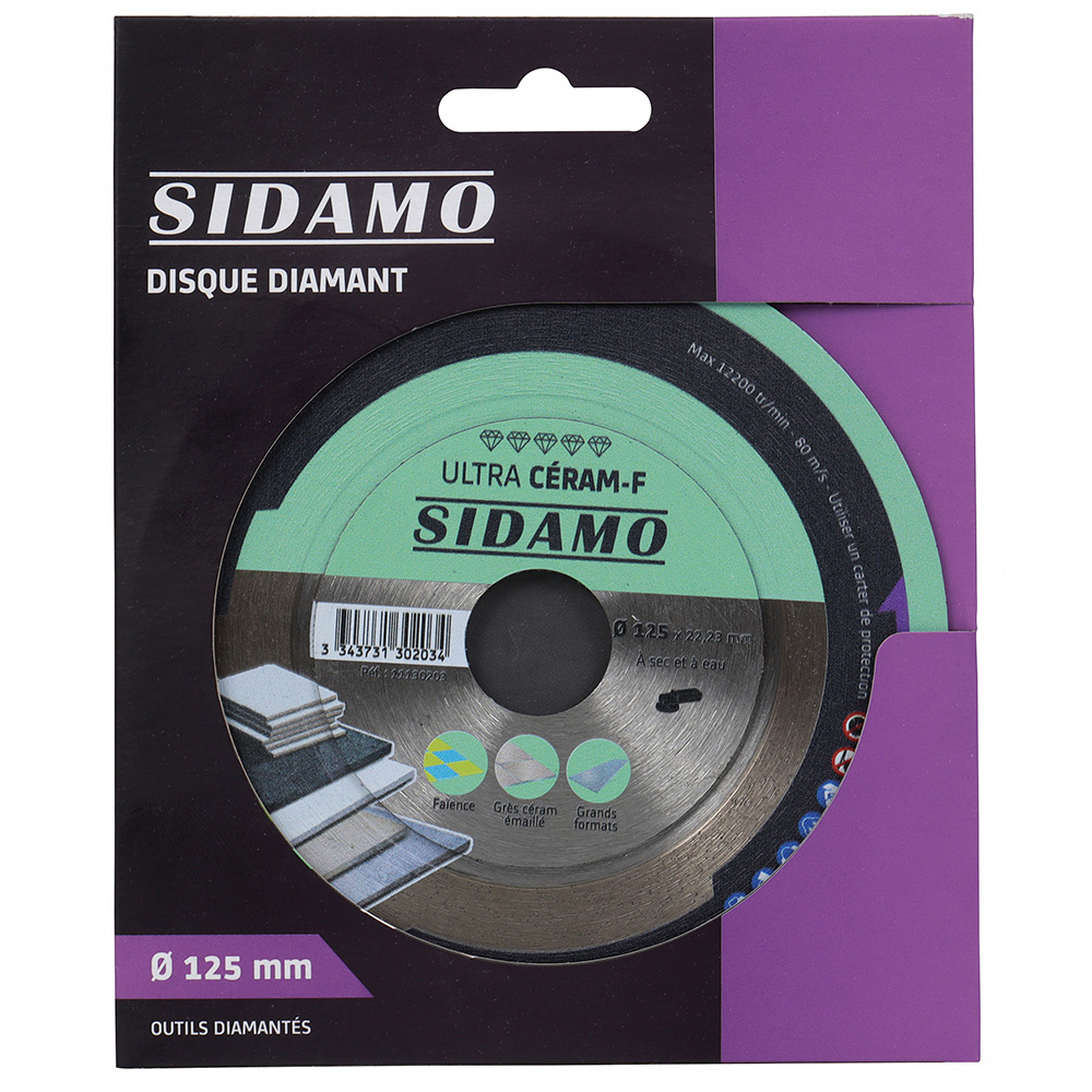 Disque diamant ULTRA CERAM-F tronçonnage à sec et à eau de grès céram, faïence, dalles grands formats SIDAMO - 11130203