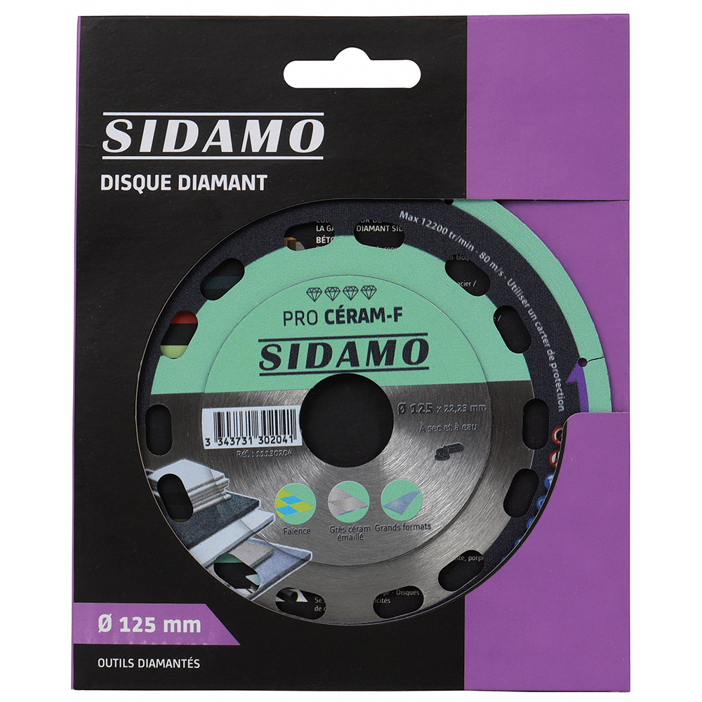 Disque diamant PRO CERAM-F tronçonnage sec/eau grès céramique, faïence, grandes dalles SIDAMO - 11130204