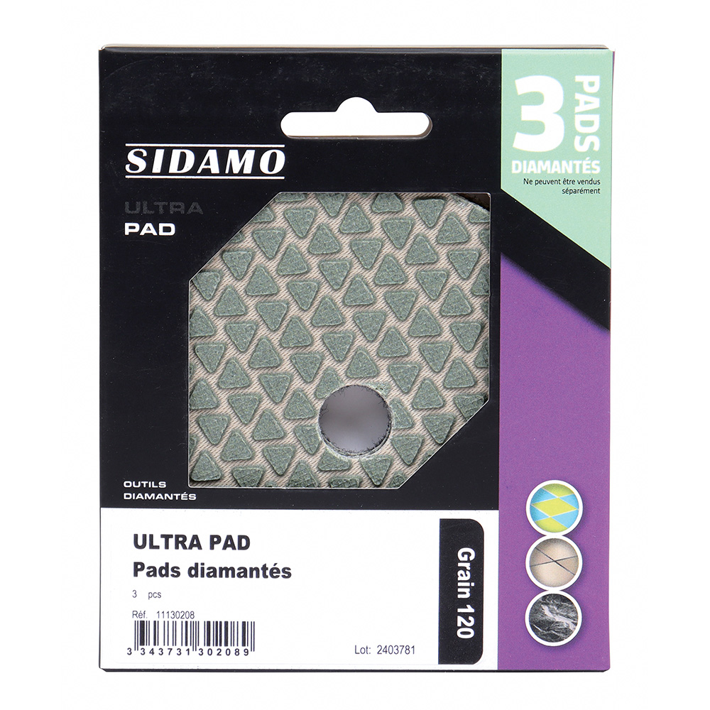 Pad diamanté 3 Ultra Pad 120 pour polissage de céramique et matériaux décoratifs SIDAMO - 11130208
