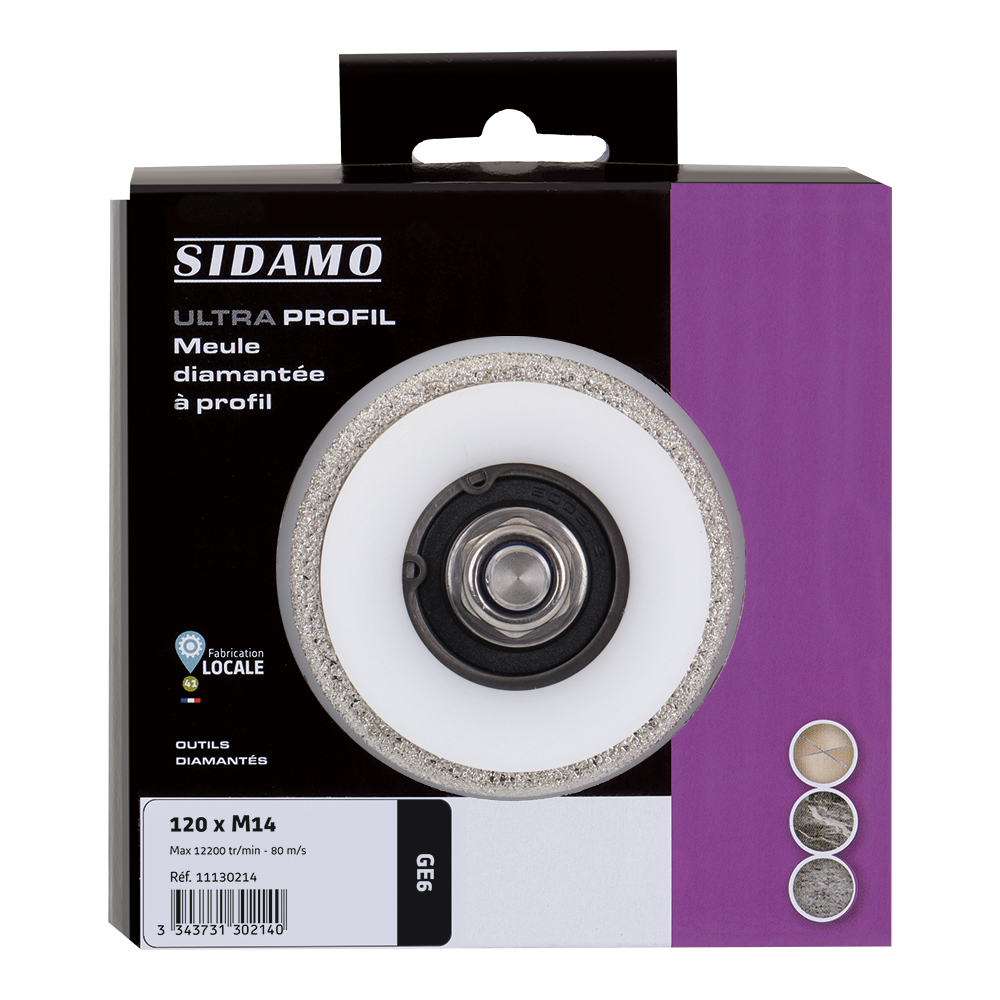 Meule diamantée à profil goutte d'eau GE6 mm - M14 D120 SIDAMO - 11130214