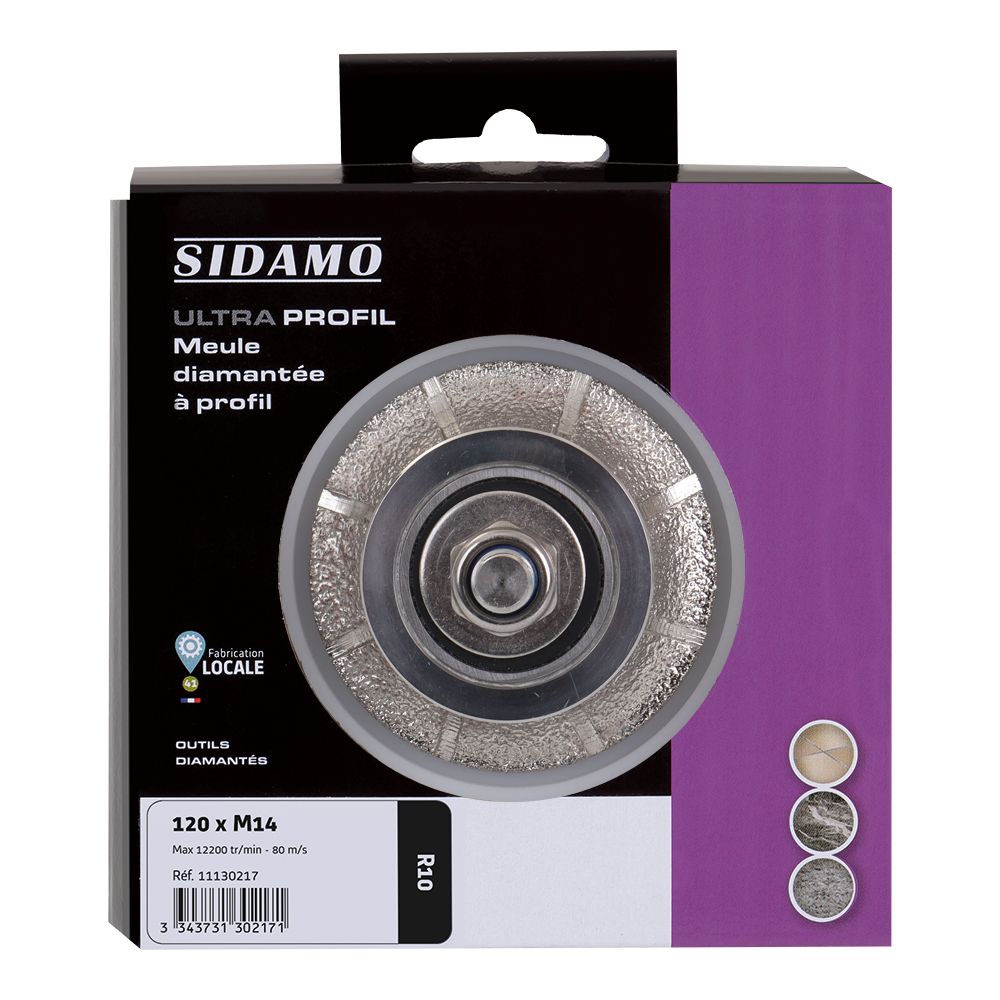 Meule diamantée quart de rond ultra profil r10 mm - M14 D120 SIDAMO - 11130217