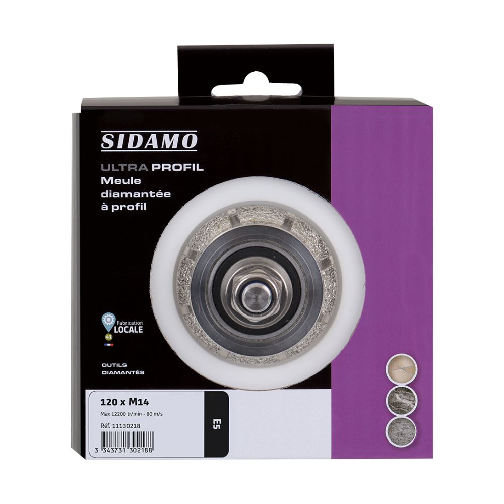 Meule diamantée biseau 45° Ultra profil E5 mm - M14 D120 SIDAMO - 11130218