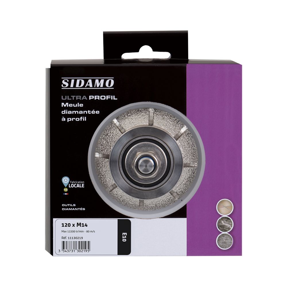 Meule diamantée biseau 45° ultra profil e10 mm - M14 D120 SIDAMO - 11130219
