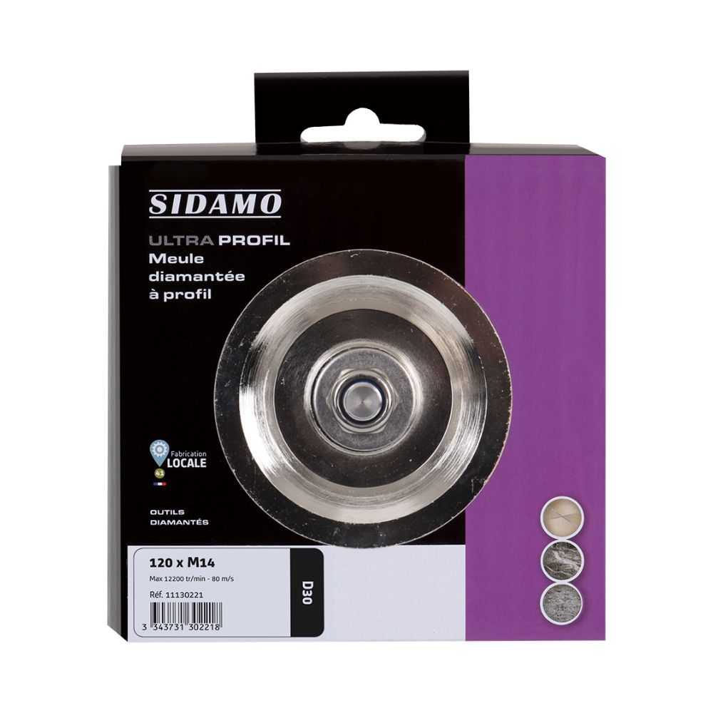 Meule diamantée demi rond ultra profil D30 mm - M14 D120 SIDAMO - 11130221