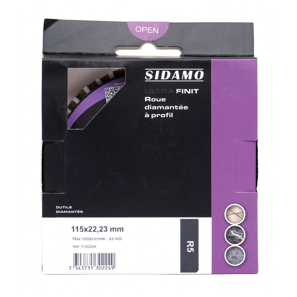 Roue diamantée à profil quart de rond Ultra Finit R5 mm - D115 x 22,23 SIDAMO - 11130224