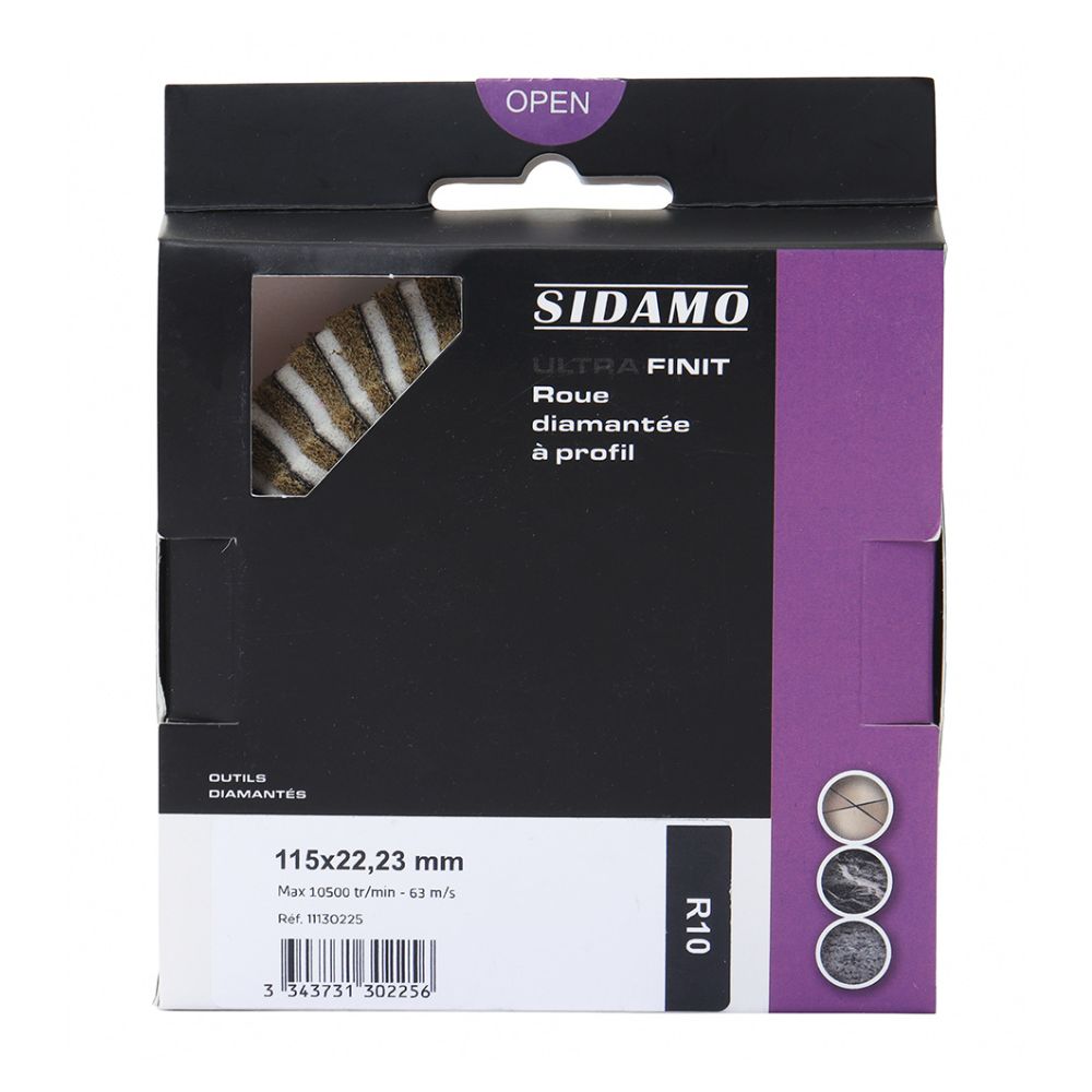 Roue diamantée à profil quart de rond Ultra Finit R10 mm - D115 x 22,23 SIDAMO - 11130225