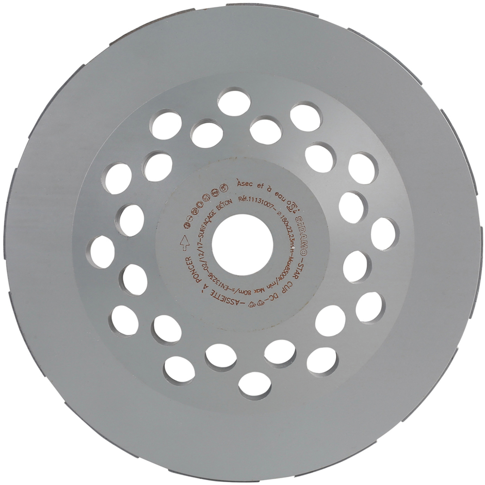 Assiette à poncer diamant STAR CUP DC pour surfaçage béton sec ou à eau SIDAMO - 11131007