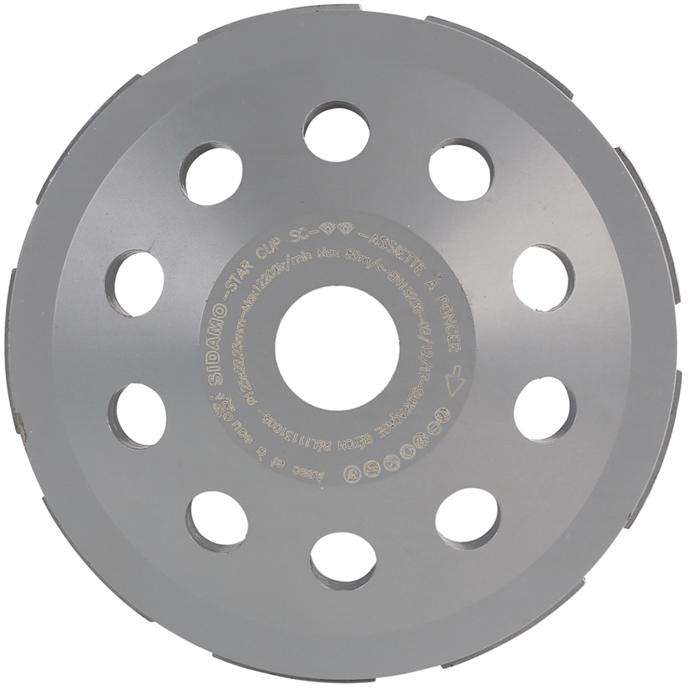 Assiette à poncer diamant STAR CUP SC pour surfaçage à sec ou à eau de béton et béton armé SIDAMO - 11131008