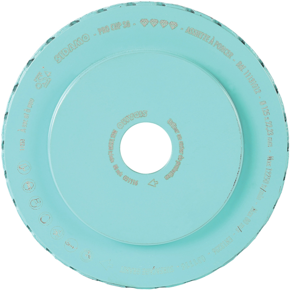 Assiette à poncer diamant PRO CUP SG surfaçage granit à sec ou à eau SIDAMO - 11131012