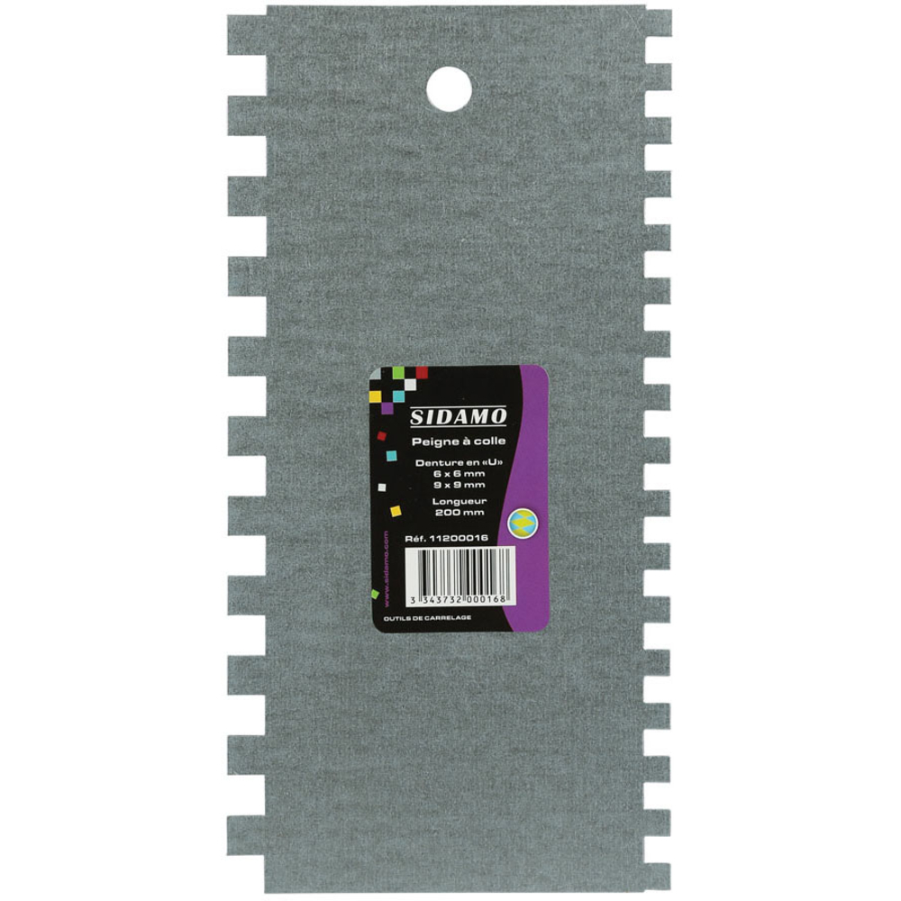Peigne en U pour 6 x 6 et 9 x 9 mm - Étalage uniforme de colles SIDAMO - 11200016