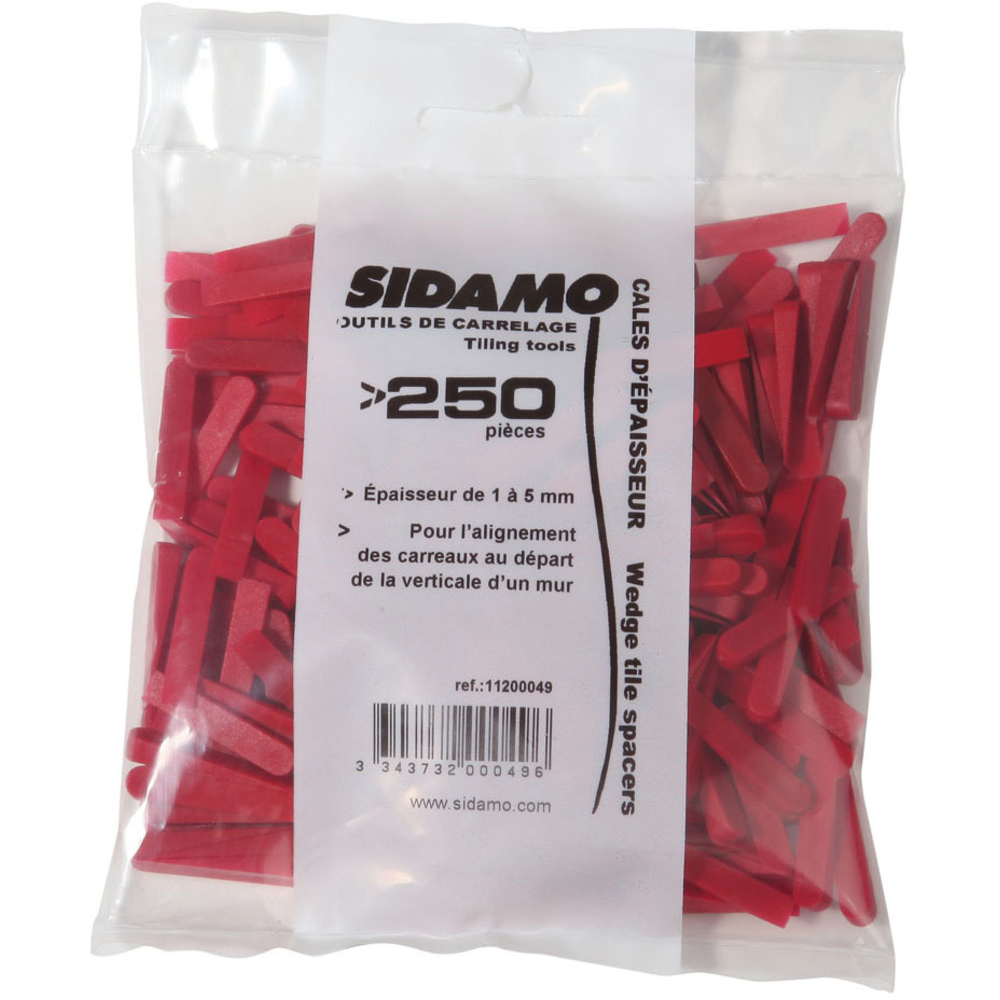 Cales d'épaisseur 1 à 5 mm pour aligner les carreaux en vertical sur mur SIDAMO - 11200049
