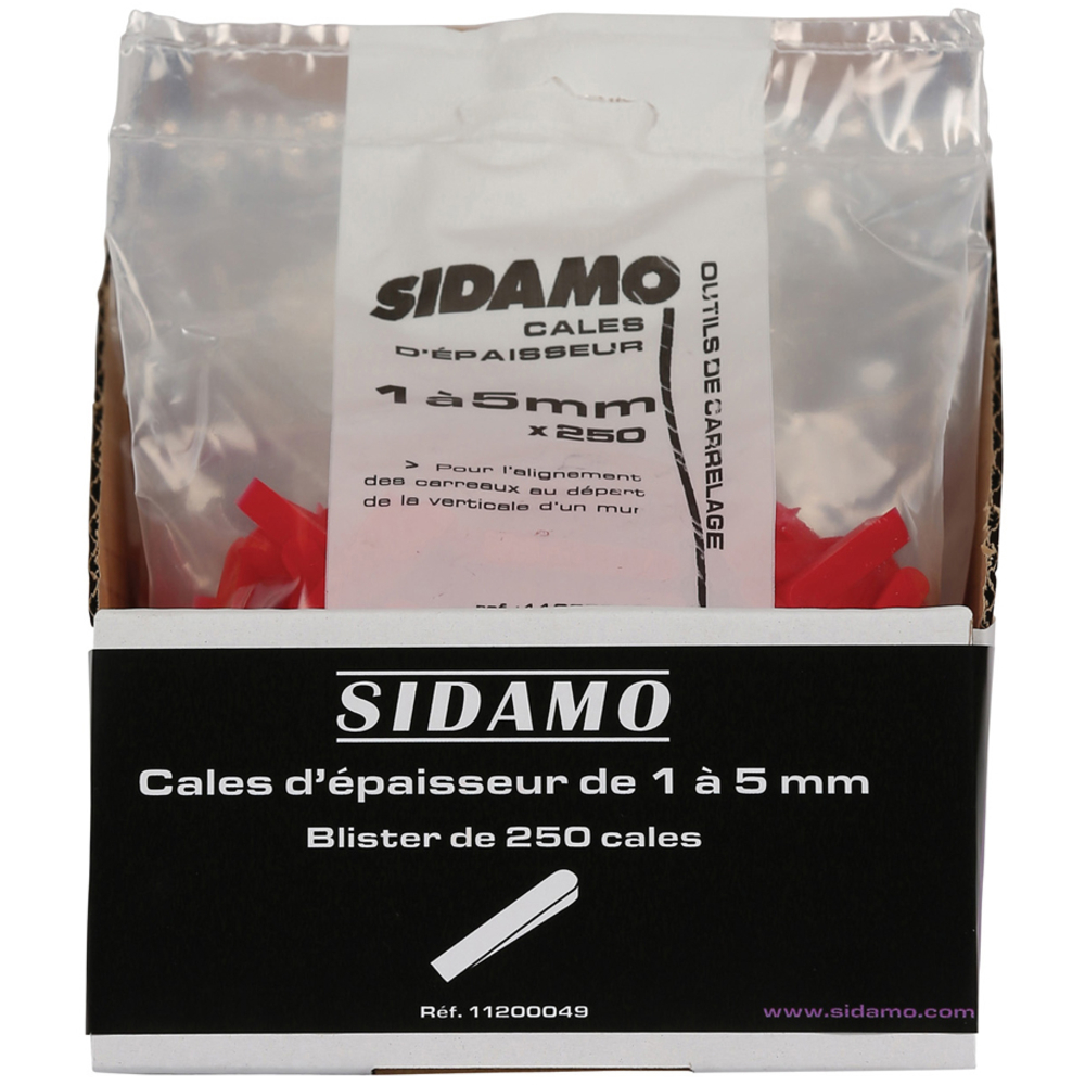 Cales d'épaisseur 1 à 5 mm pour aligner les carreaux en vertical sur mur SIDAMO - 11200049