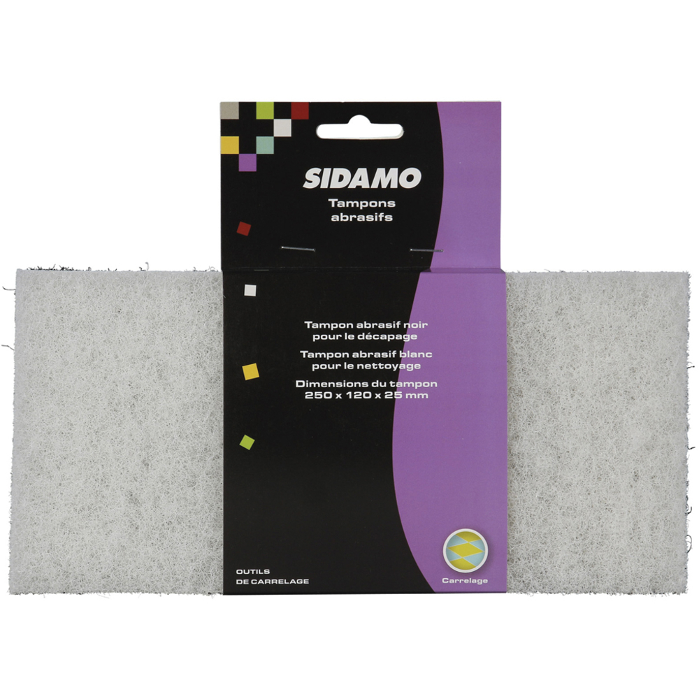 Tampons abrasifs 250 x 120 mm pour décapage et nettoyage du carrelage après jointement SIDAMO - 11200193