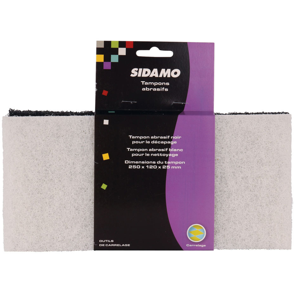 Tampons abrasifs 250 x 120 mm pour décapage et nettoyage du carrelage après jointement SIDAMO - 11200193