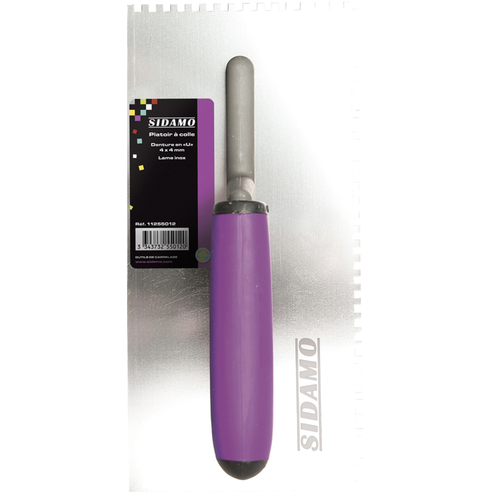Platoir à colle en U 4 x 4 mm pour application uniforme de colles et enduits SIDAMO - 11255012