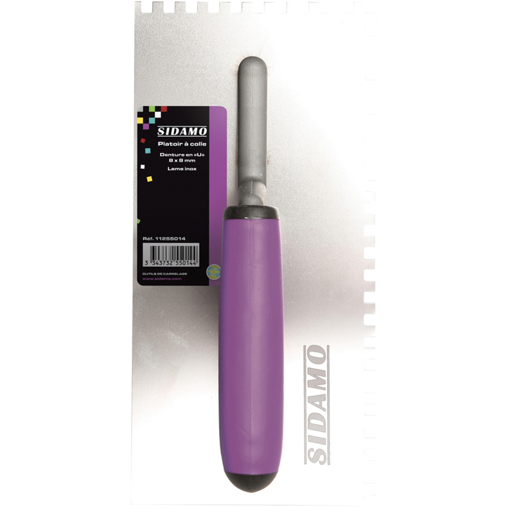 Platoir à colle en U 8 x 8 mm pour application uniforme de colles et enduits SIDAMO - 11255014