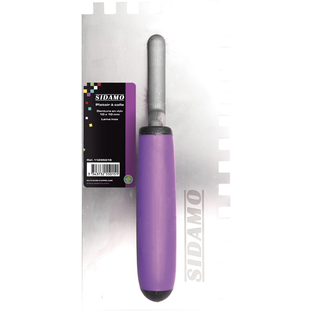 Platoirs à colle en U 10 x 10 mm pour application uniforme de colles et enduits SIDAMO - 11255015