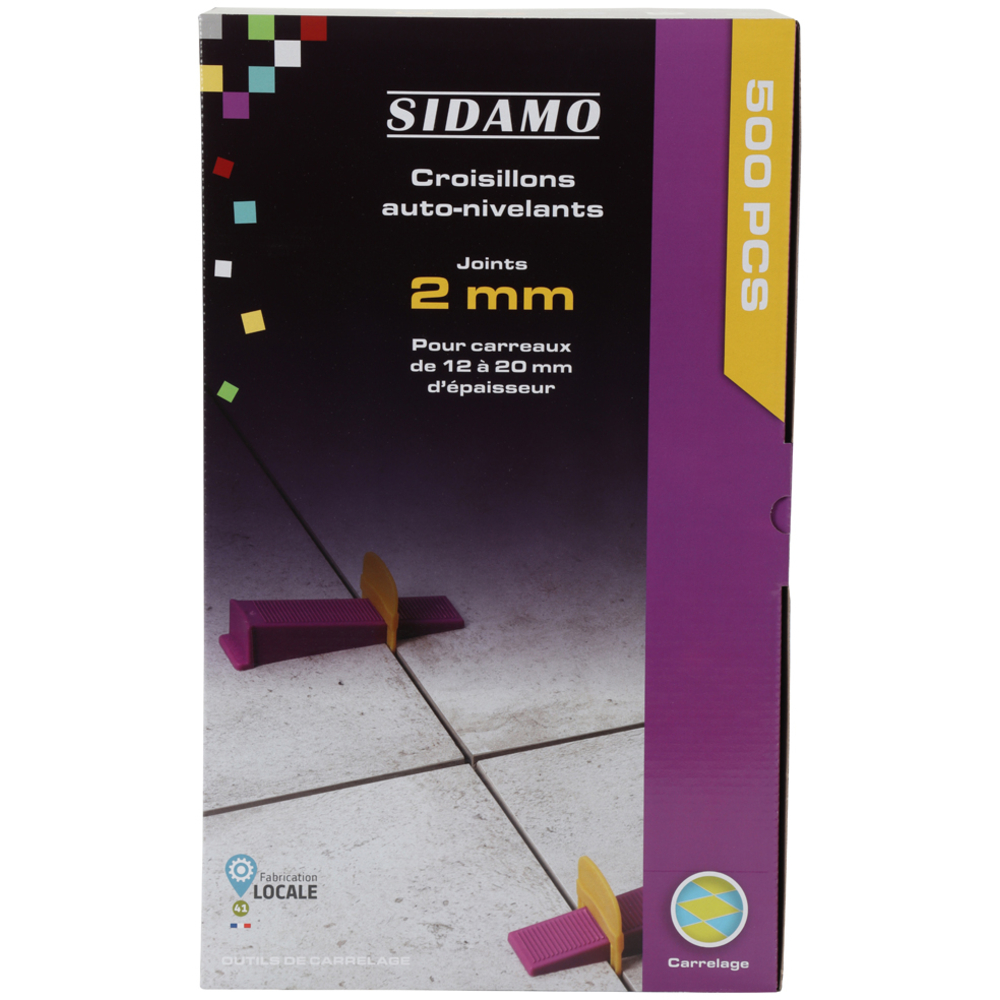 Croisillons auto-nivelants Joint de 2 mm H 20 pour un carrelage de niveau et des joints réguliers SIDAMO - 11255319