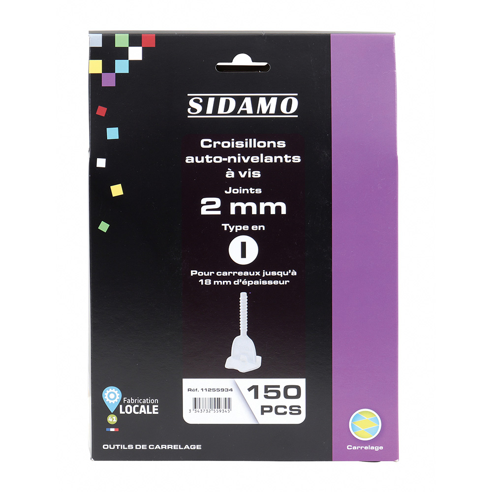 Croisillons auto-nivelants pour joints réguliers et carrelage de niveau - Croix 2mm SIDAMO - 11255934