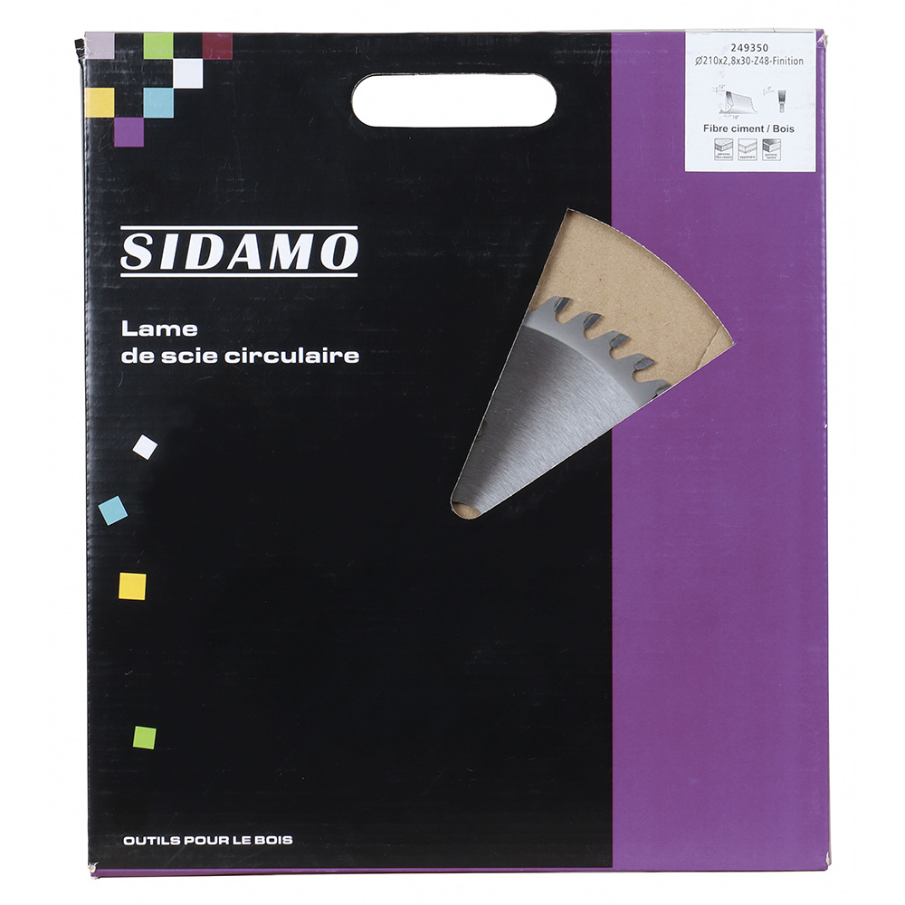 Lame de scie circulaire carbure HM Super pour tronçonnage agglomérés, contreplaqués, bois et plastiques fins SIDAMO - 249350