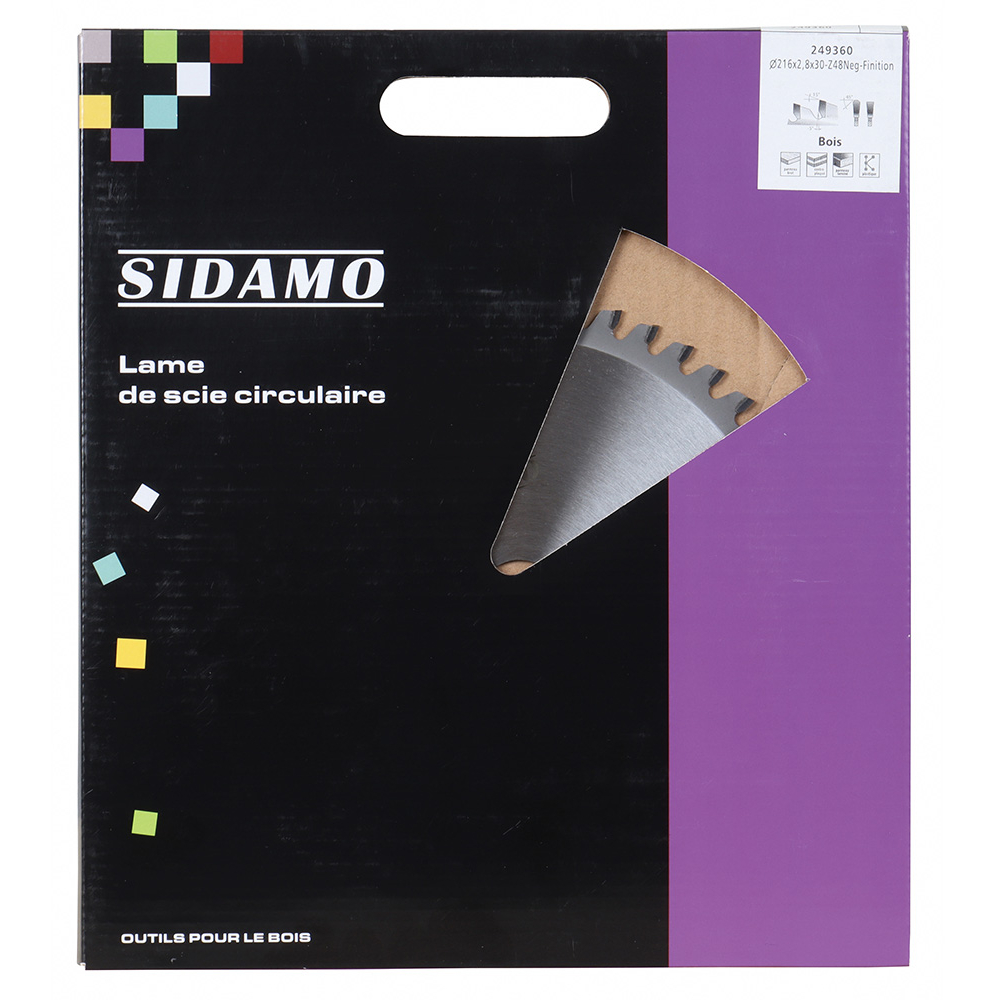 Lame de scie circulaire carbure HM Super pour tronçonnage bois et matières plastiques thin 1ou2 faces SIDAMO - 249360