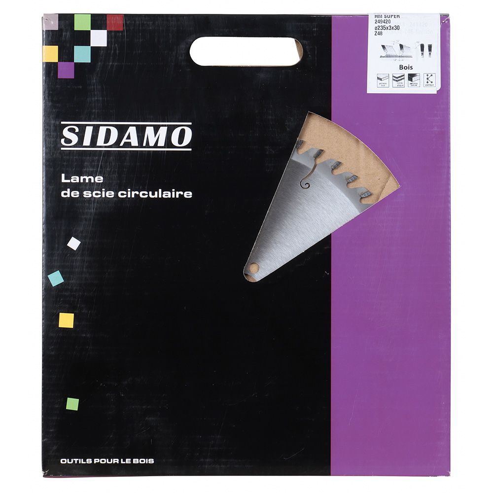 Lame de scie circulaire carbure HM Super pour tronçonnage de panneaux, bois précieux et matières plastiques SIDAMO - 249420
