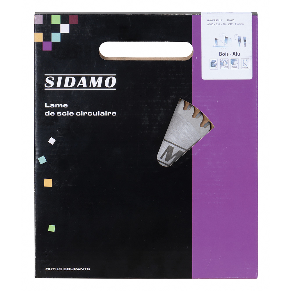 Lame de scie circulaire carbure pour aluminium, cuivre, plastique, bois et panneaux stratifiés SIDAMO - 280050