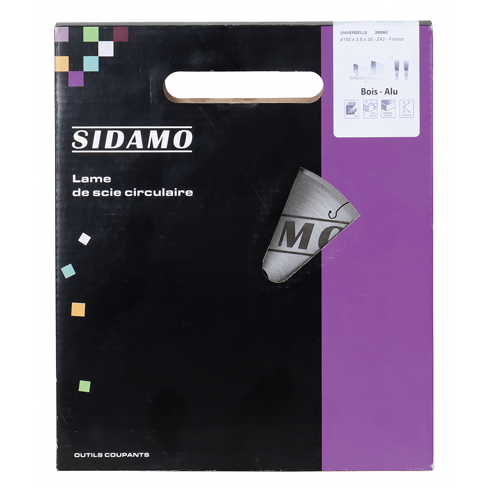 Lame de scie circulaire carbure pour aluminium, plastique, bois et panneaux stratifiés SIDAMO - 280060