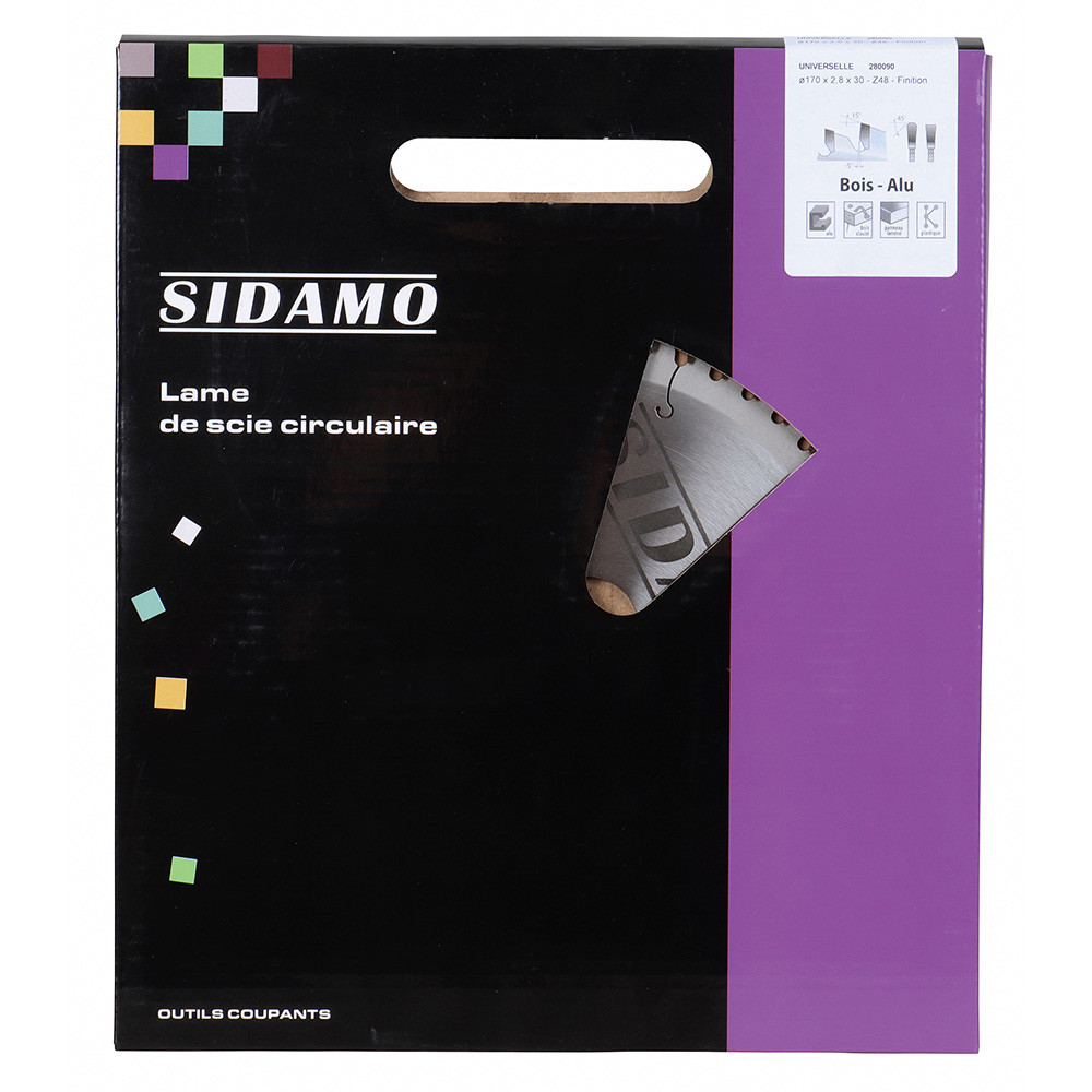 Lame de scie circulaire carbure pour tronçonnage aluminium, cuivre, plastique et bois faible épaisseur SIDAMO - 280090