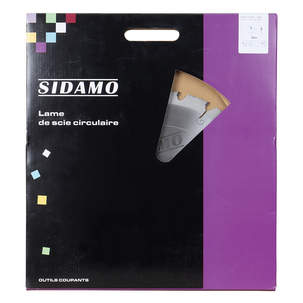Lame de scie circulaire carbure pour bois, palettes, coffrage, isolants, plâtre, béton, fibrociment SIDAMO - 280202