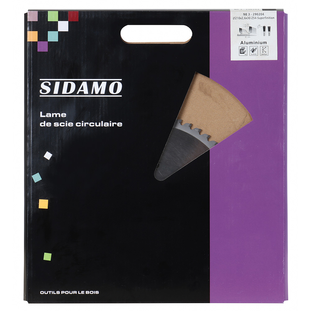 Lame de scie circulaire carbure NE 3 pour profilés aluminium et métaux non ferreux jusqu'à 3 mm SIDAMO - 290204