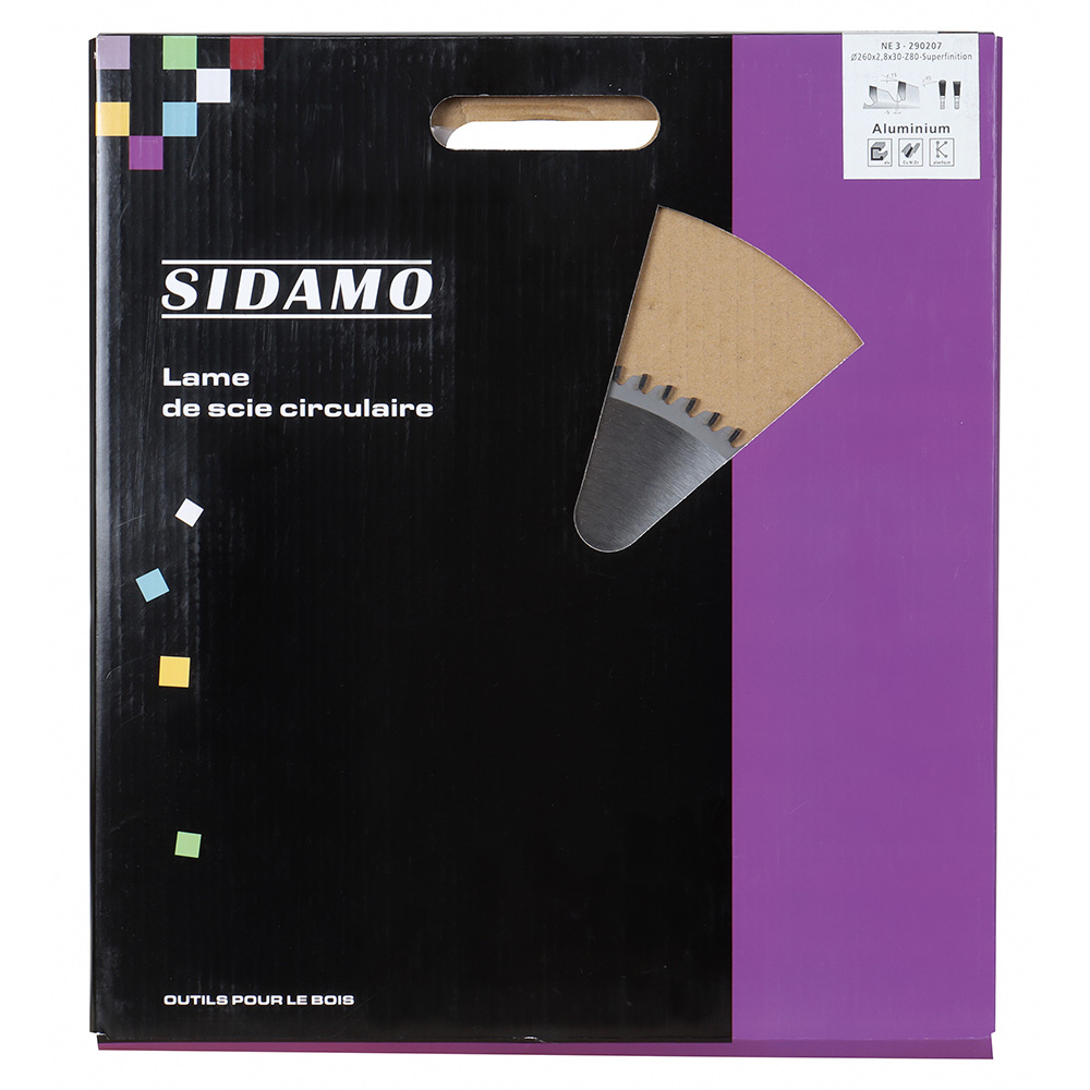 Lame de scie circulaire carbure NE 3 pour tronçonnage de profilés aluminium et métaux non ferreux sous 3 mm SIDAMO - 290207