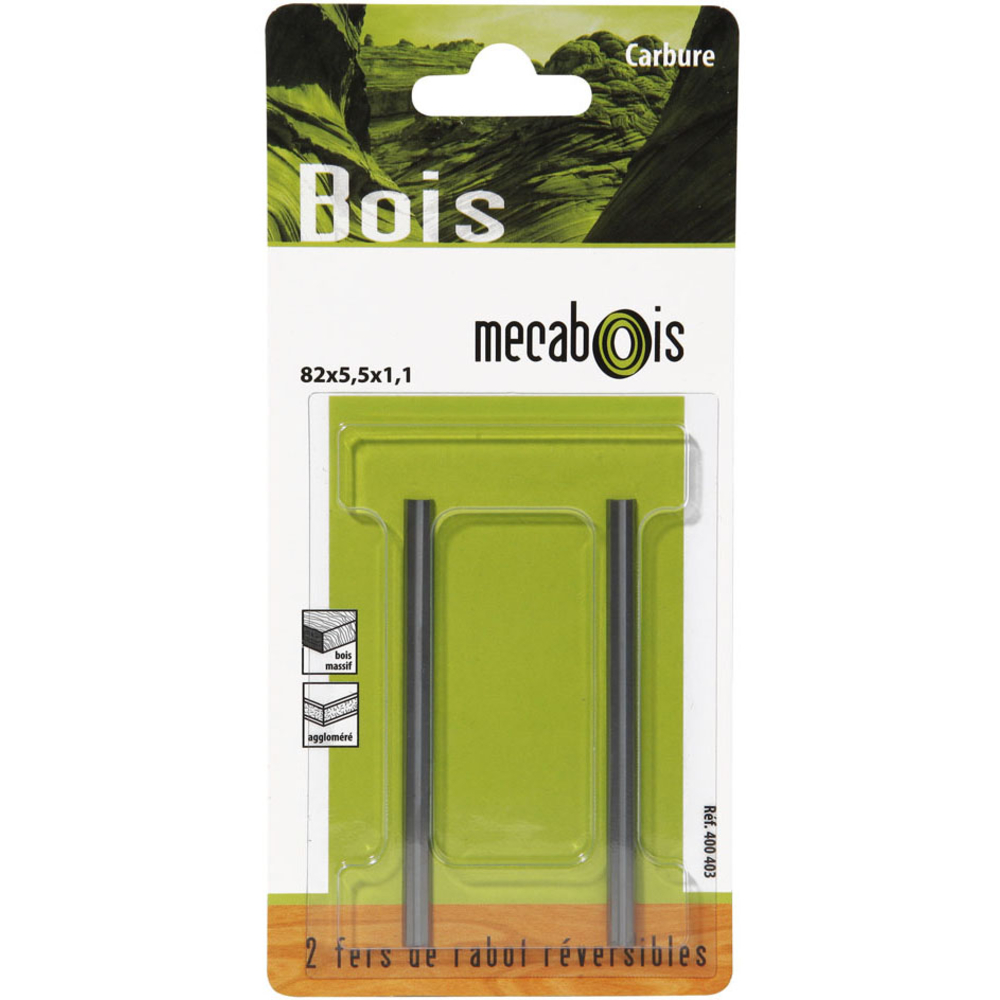 Fers de rabots réversibles CARBURE pour rabotage de bois massif et aggloméré SIDAMO - 400403