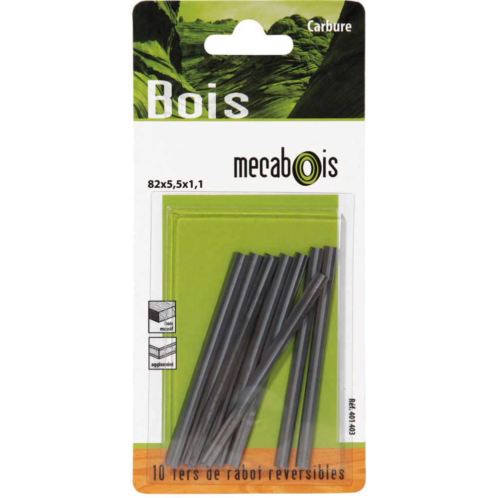 Fers de rabots réversibles CARBURE pour rabotage de bois massif et aggloméré SIDAMO - 401403