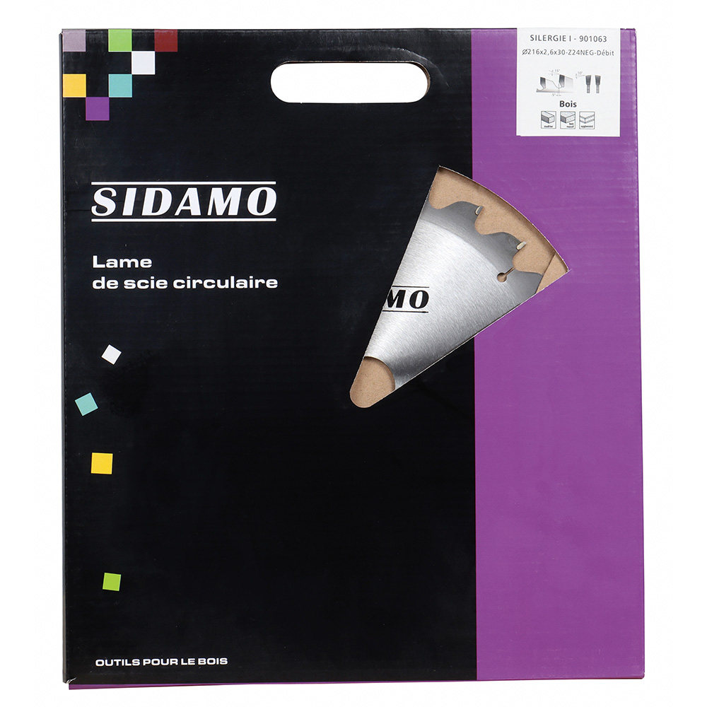 Lame de scie circulaire carbure SILERGIE I pour tronçonnage de bois, panneaux bruts et isolants SIDAMO - 901063