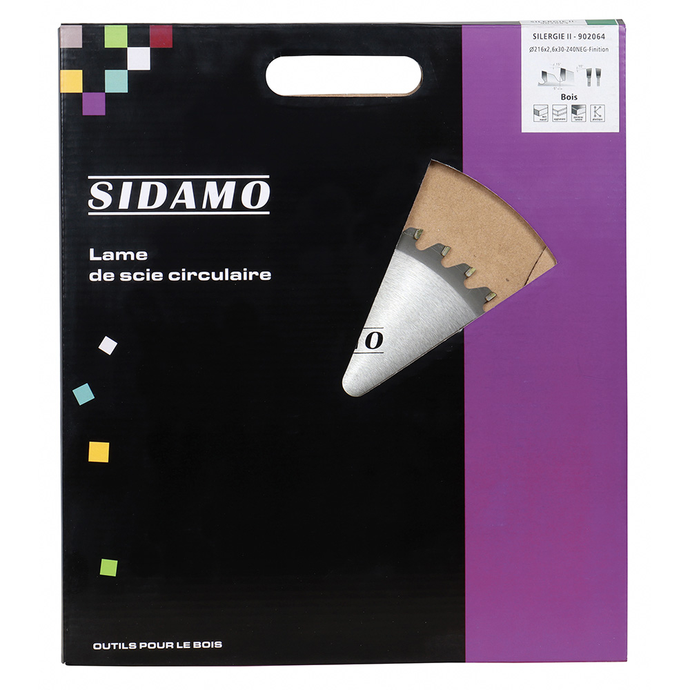 Lame de scie circulaire carbure SILERGIE II pour tronçonnage de panneaux mélaminés et matériaux plastiques SIDAMO - 902064