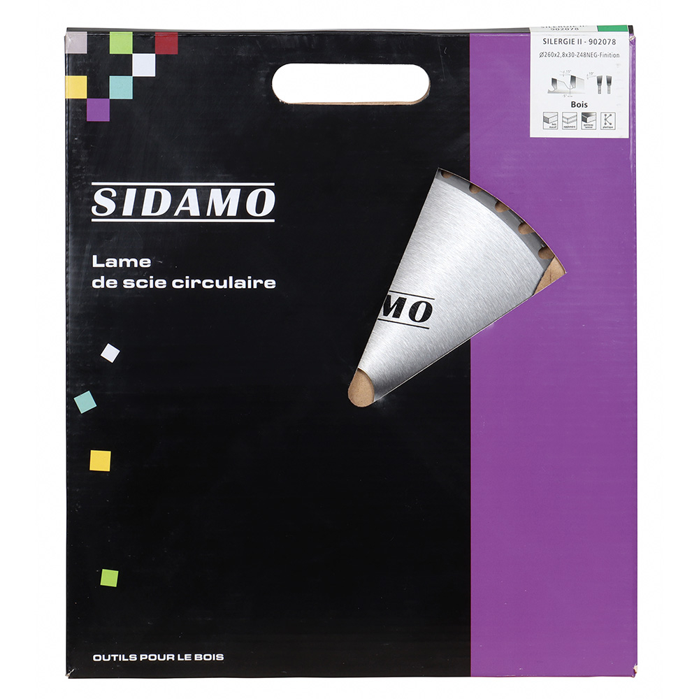 Lame de scie circulaire carbure SILERGIE II pour tronçonnage panneaux mélaminés, bois durs et plastiques SIDAMO - 902078