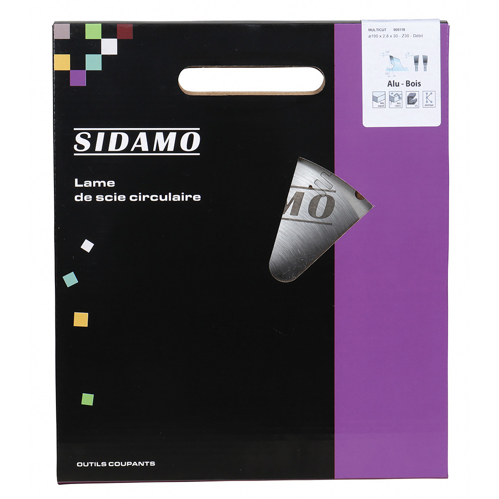 Lame de scie circulaire carbure MULTICUT pour tronçonnage bois, aggloméré, aluminium et plastique. SIDAMO - 905118