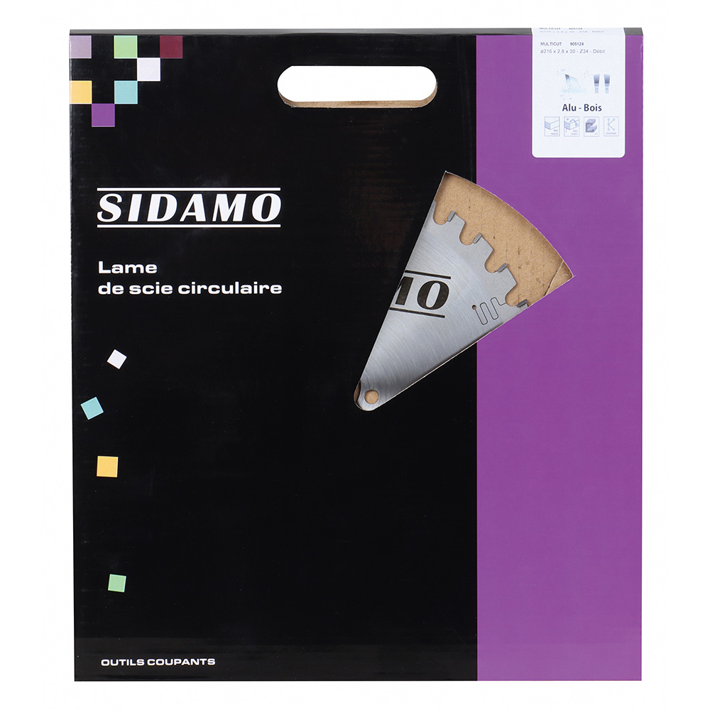 Lame de scie circulaire carbure MultiCut pour tronçonnage bois, aggloméré, aluminium et plastique. SIDAMO - 905124