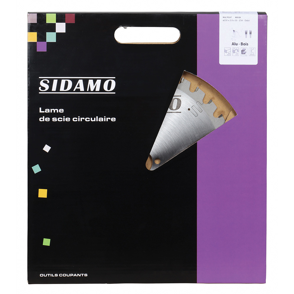 Lame de scie circulaire carbure Multicut pour tronçonnage bois, aluminium et plastique. SIDAMO - 905126