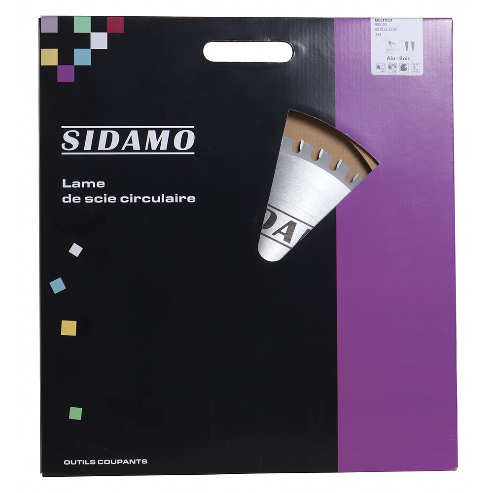 Lame de scie circulaire carbure MULTICUT pour tronçonnage bois, aggloméré, aluminium et plastique. SIDAMO - 905139