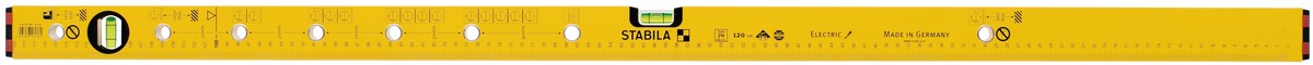 Niveau à bulle pour électriciens STABILA Type 70, longueur 120 cm - 16136