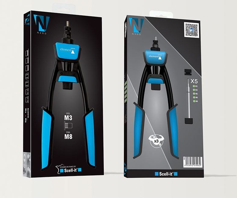 Pince à levier nouvelle génération pour écrous aveugles M3 à M8 - SCELL-IT - N200