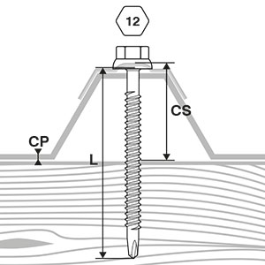 100 Vis bac acier - sommet de nervure - support bois - TH12-6,3x100mm- RAL8012 - SCELL-IT - ZTW-63100-8012