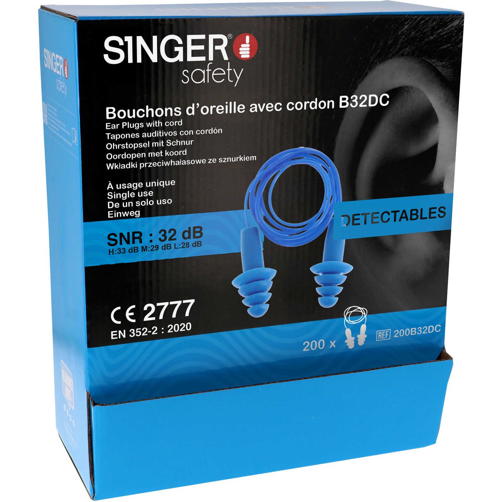 200 paires bouchon TPE detect SINGER - 200B32DC