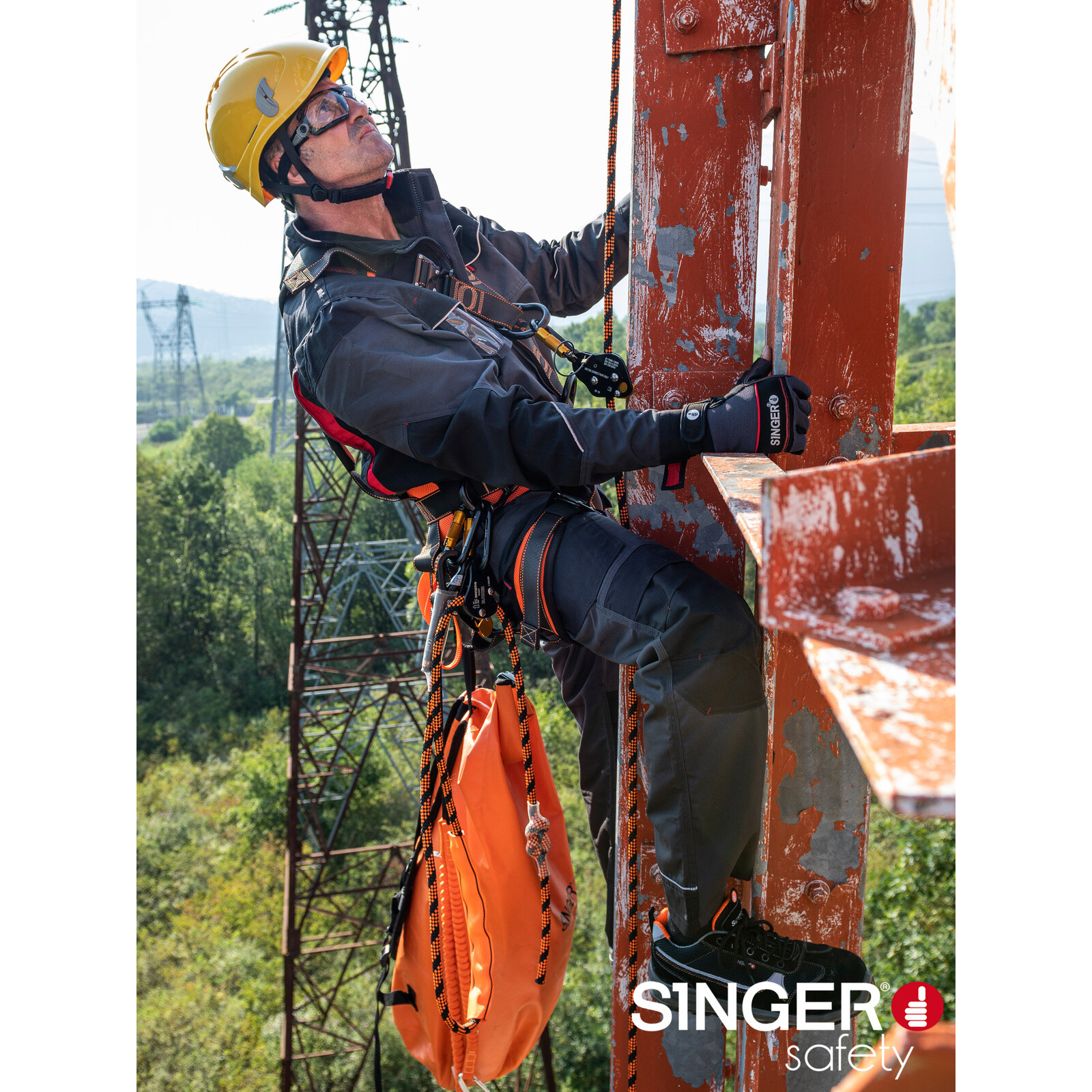 Casque monteur ventilé + jugulaire jaune SINGER - ALPINJ