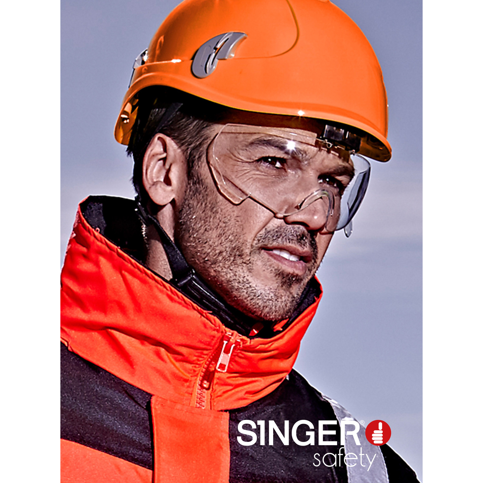 Casque monteur ventilé + jugulaire orange SINGER - ALPINO