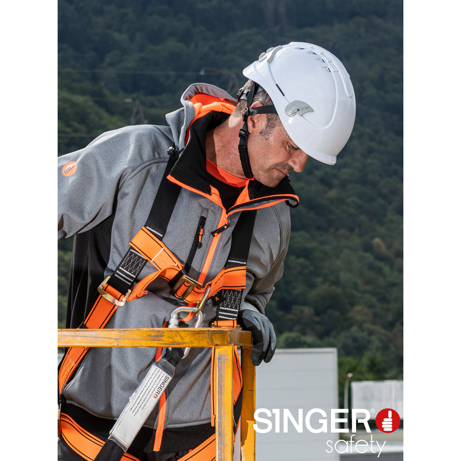 Casque monteur ventilé + jugulaire blanc SINGER - ALPINW